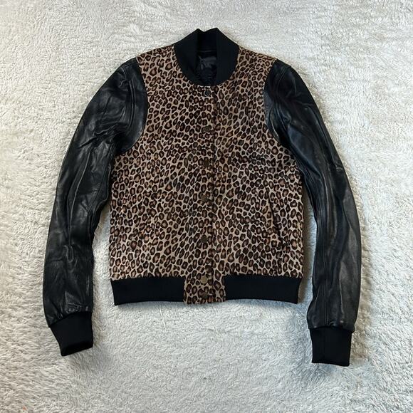 Cathy Christiansen leopard print baseball jacket, size  6 - Picture 3 of 8